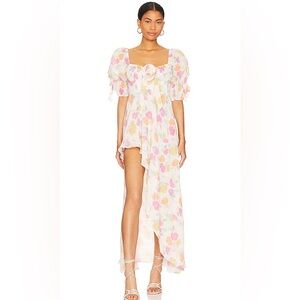 For Love And Lemons Floral Maxi Dress - Pink and White
